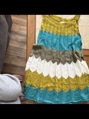 Cato Striped Crochet Tank Top in Teal, Mustard, Olive, White